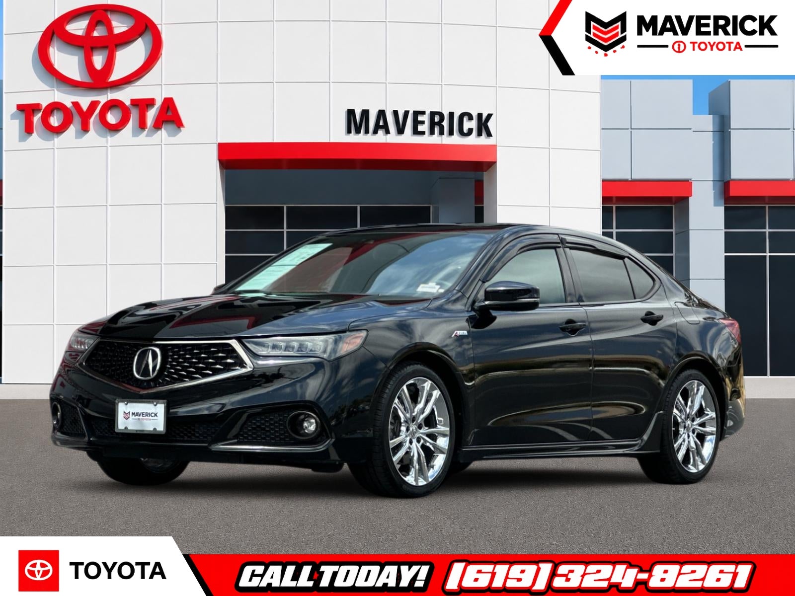 2018 Acura TLX 3.5L V6 w/Technology & A-Spec Packages in Crystal Black Pearl — front three-quarter view