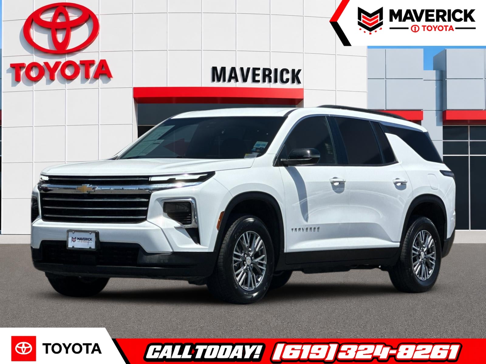 2025 Chevrolet Traverse LT 1LT in Summit White — front three-quarter view