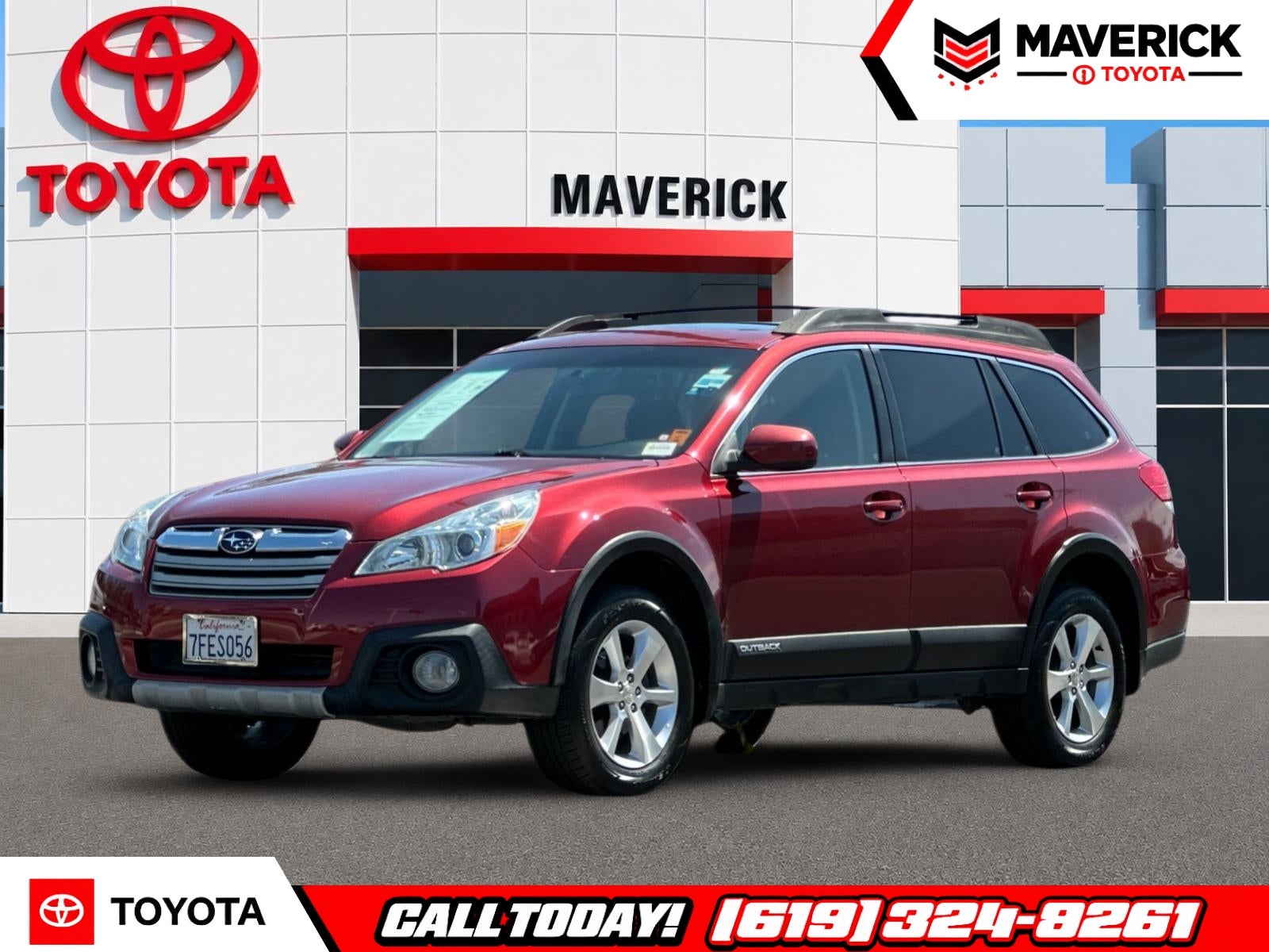 2014 Subaru Outback 2.5i Limited in Venetian Red Pearl — front three-quarter view