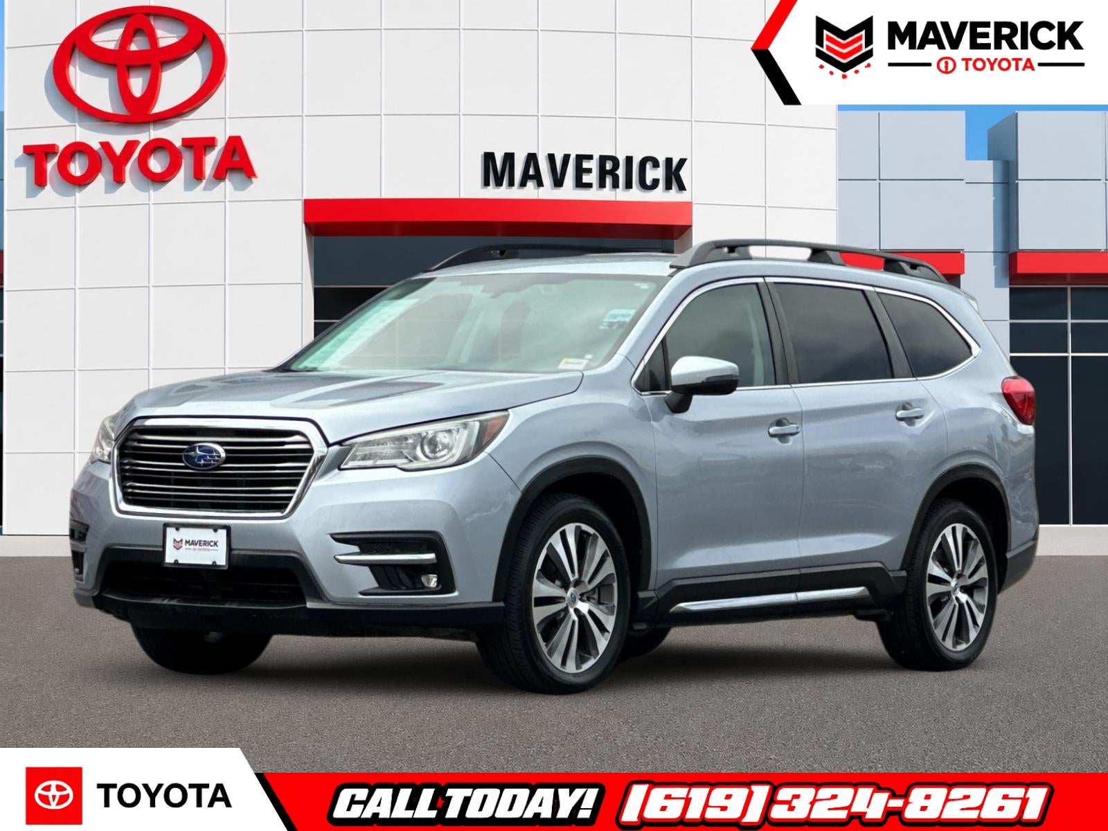 2019 Subaru Ascent Limited in Ice Silver Metallic — front three-quarter view
