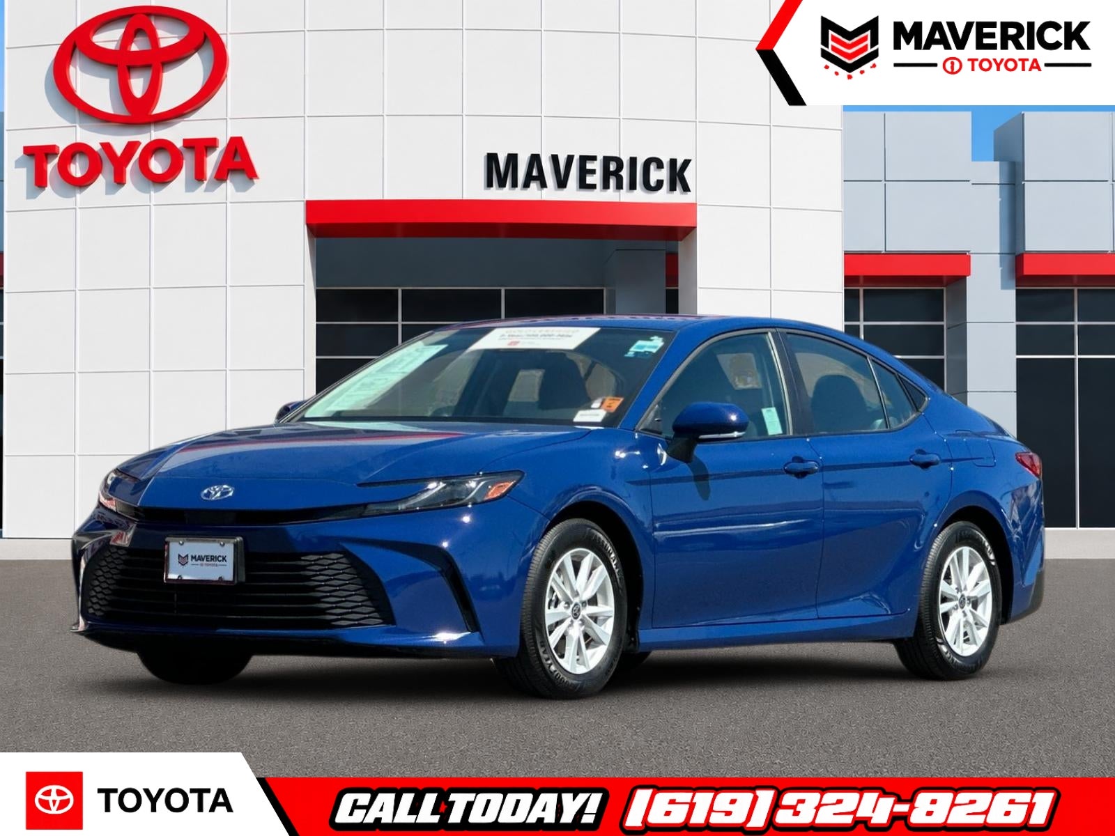 2026 Toyota Camry LE in Blue — front three-quarter view