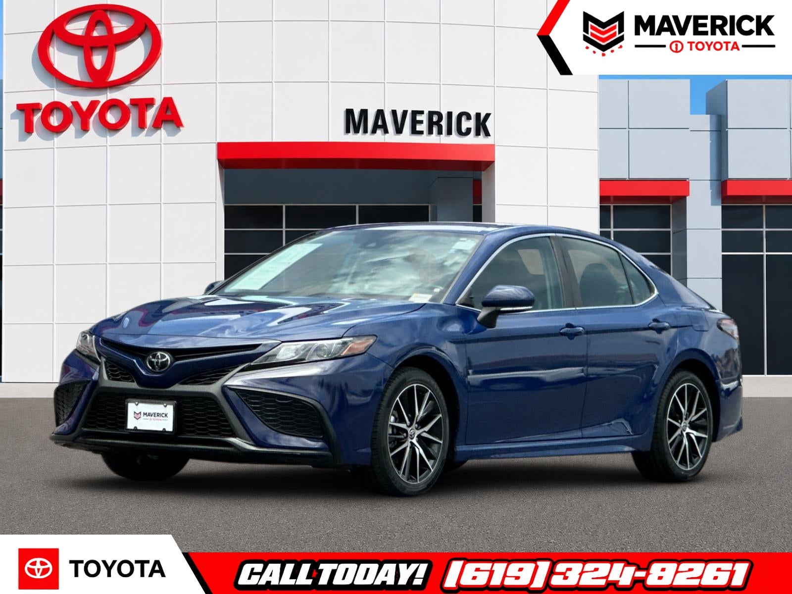 2024 Toyota Camry SE in Blue — front three-quarter view