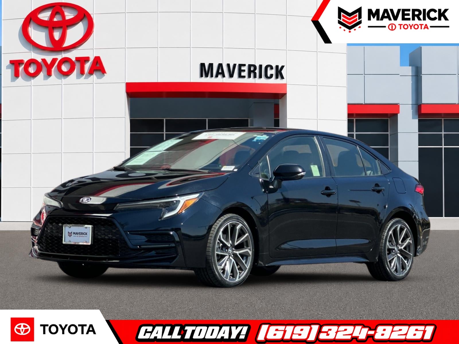 2024 Toyota Corolla SE in Midnight Black Metallic — front three-quarter view