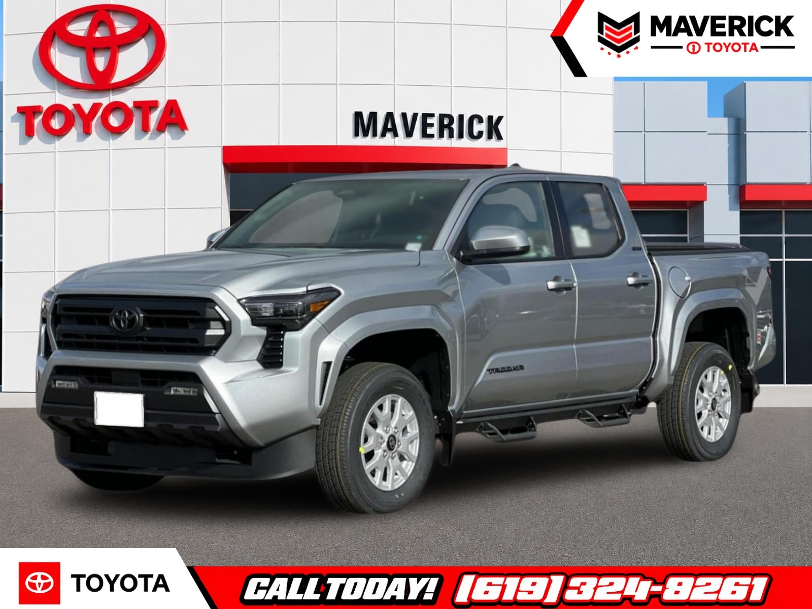 2026 Toyota Tacoma SR5 in Celestial Silver Metallic — front three-quarter view