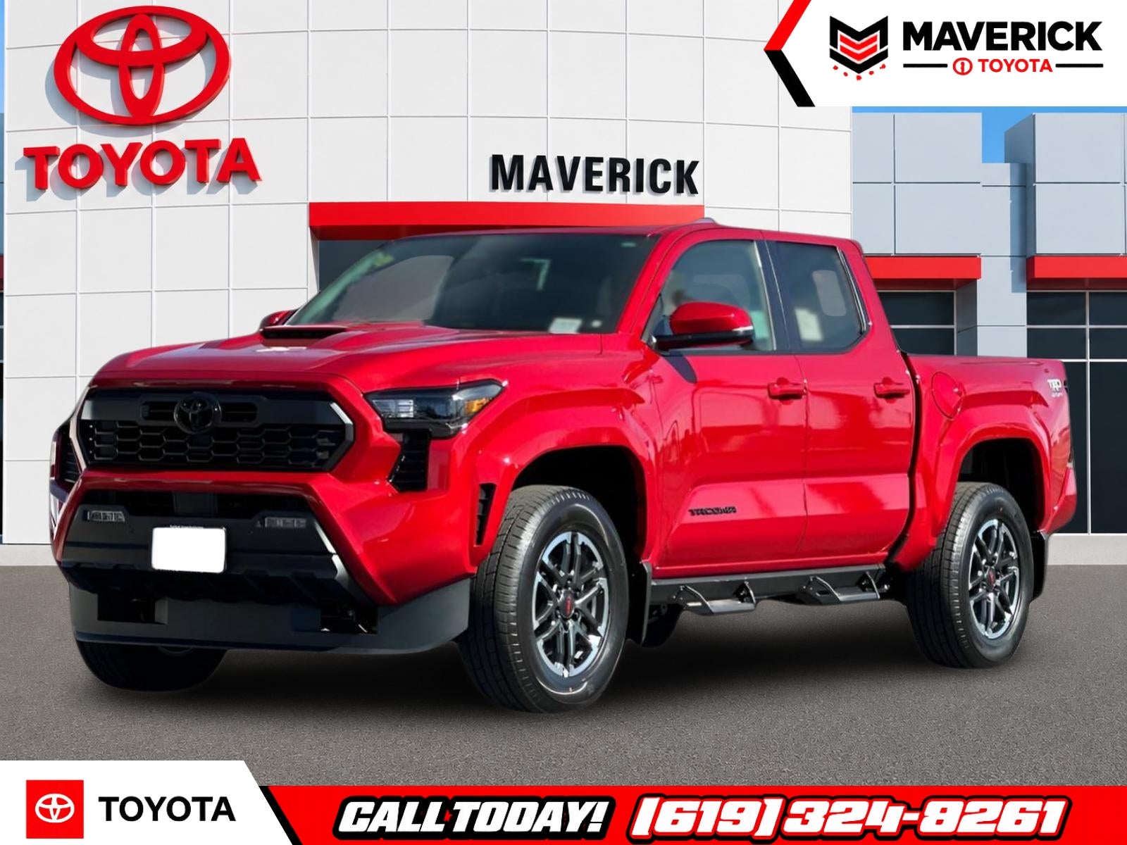 2026 Toyota Tacoma TRD Sport in Supersonic Red — front three-quarter view