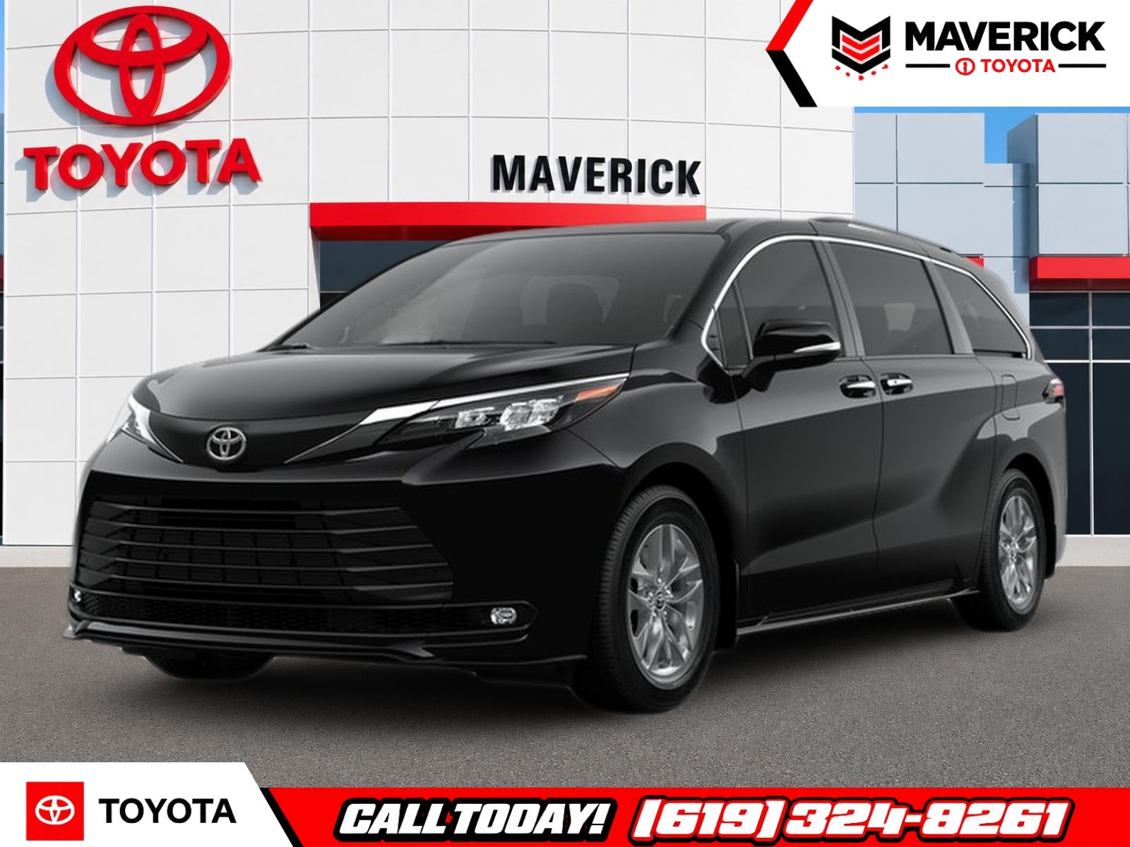 2026 Toyota Sienna XLE in Midnight Black Metallic — front three-quarter view