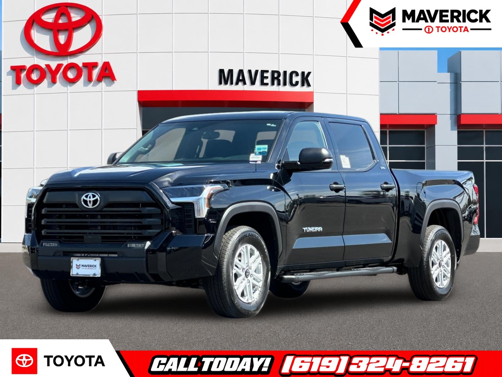 2026 Toyota Tundra SR5 in Midnight Black Metallic — front three-quarter view