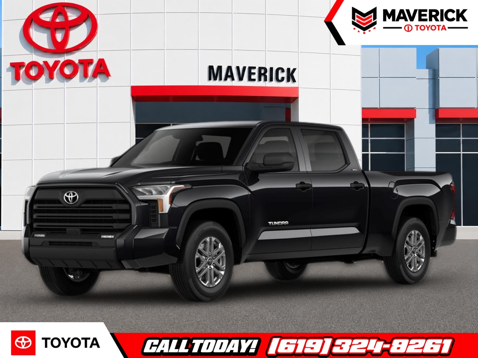 2026 Toyota Tundra SR5 in Midnight Black Metallic — front three-quarter view