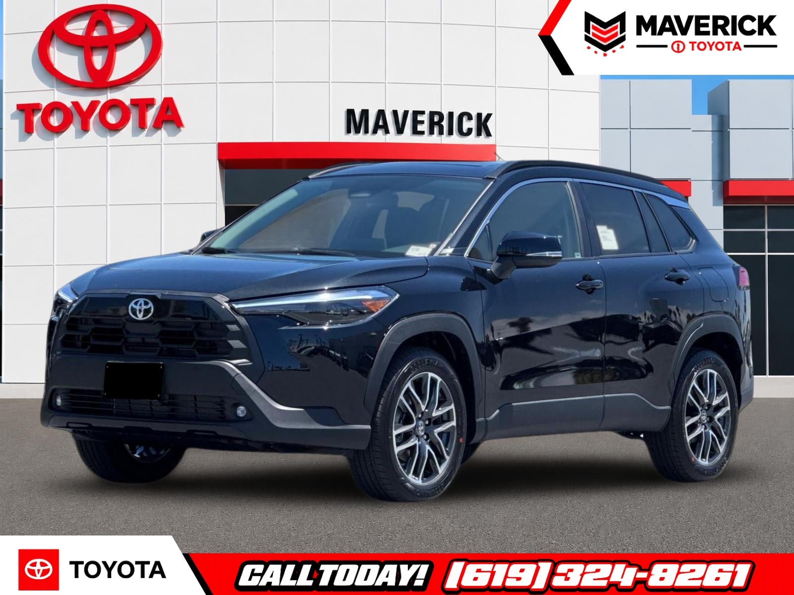 2026 Toyota Corolla Cross XLE in Jet Black — front three-quarter view