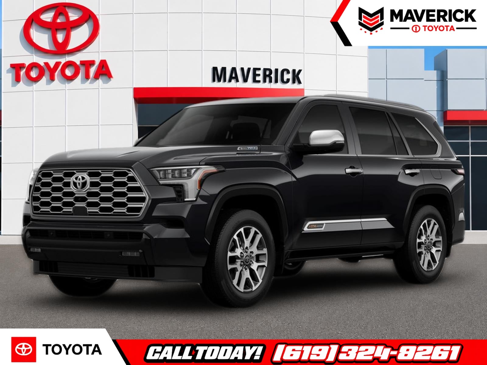 2026 Toyota Sequoia 1794 Edition in Midnight Black Metallic — front three-quarter view