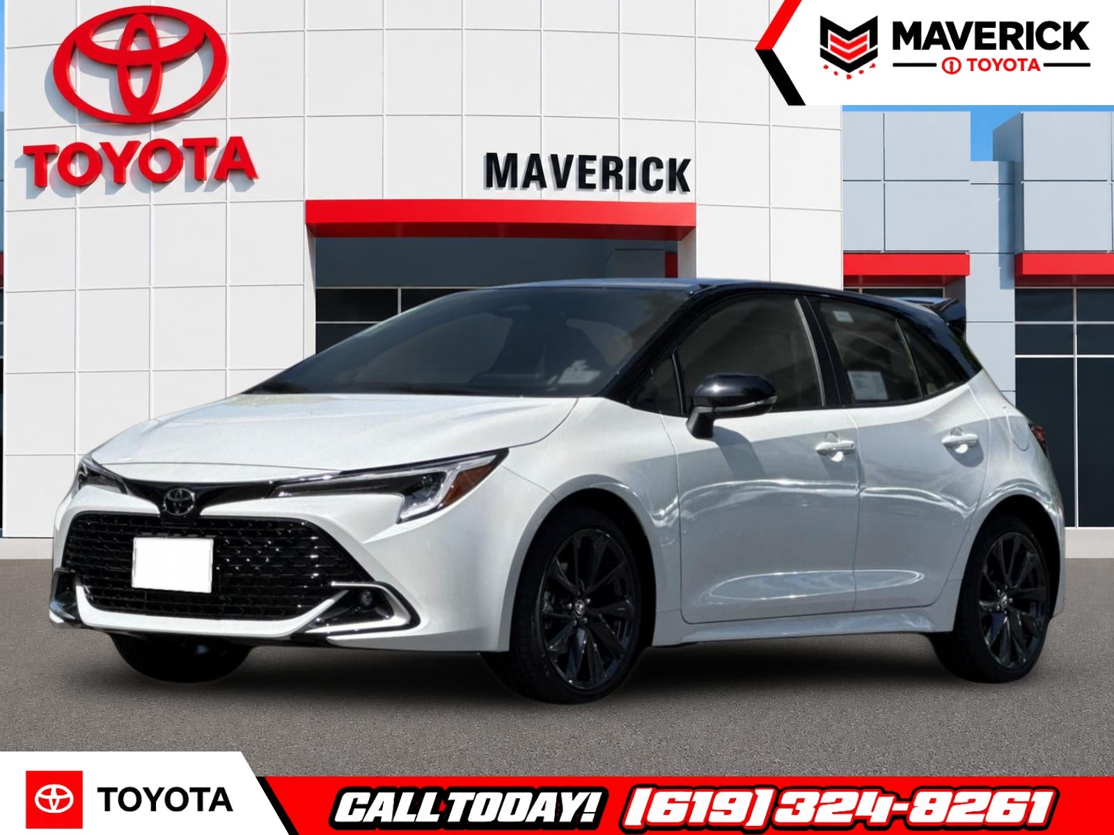 2026 Toyota Corolla Hatchback XSE in Wind Chill Pearl With Midnight Black Metallic Roof — front three-quarter view